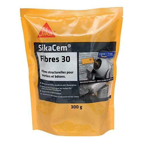 SikaCem Fibres 30 Fibres structurelles 30mm pour mortiers et bétons 300g Gris