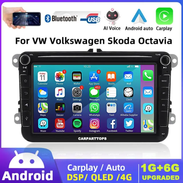 8"Android12 Car Radio Carplay GPS Sat Nav WIFI USB DAB+ For VW Golf Passat Seat