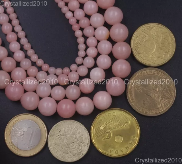 100% Natural Gemstone Pink Opal Round Spacer Loose Beads 4mm 6mm 8mm 10mm 15.5" 3
