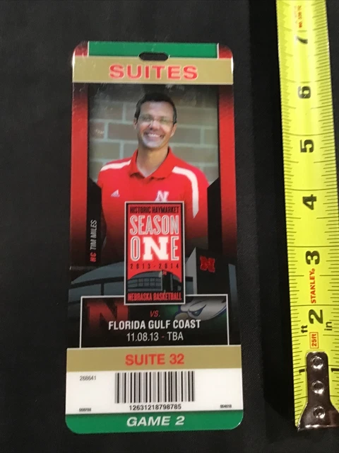 2013 Nebraska Cornhuskers vs Florida Gulf Coast College Basketball Ticket Pass