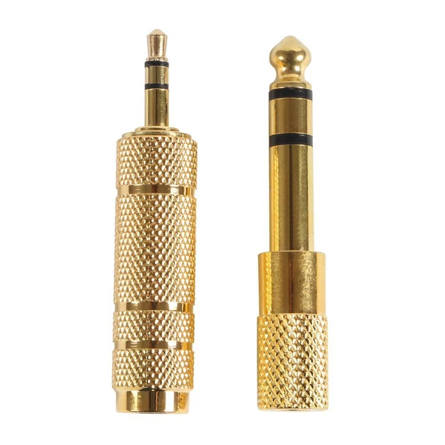 Gold 3.5mm to 6.5mm Female to Male Stereo Headphone Jack Audio Adapter Kit