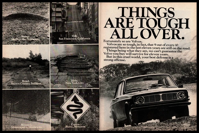 1970 Volvo 144 Sedan Shelbyville TN Brown County IN Butte MT 2-Page Print Ad