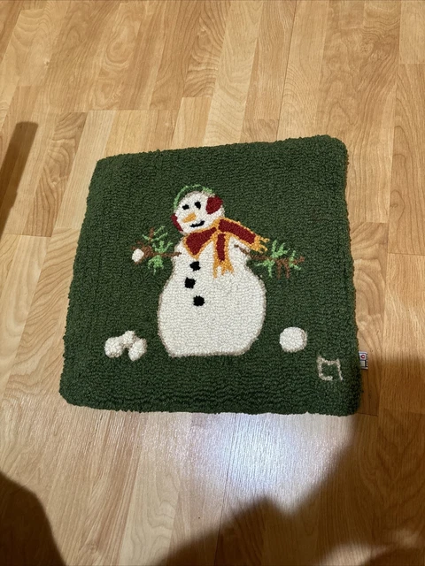 Chandler 4 Corners   Hooked Pillow  18x18 No Insert Snowman