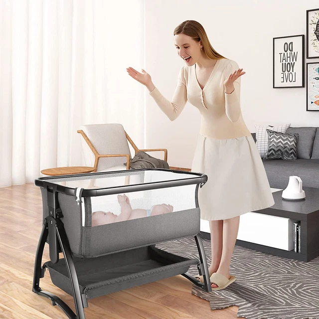 Baby Bedside Sleeper Bassinet Bed,3-in-1 Portable Crib for Newborns, Side Sleep@