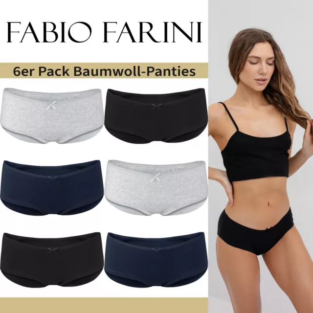 Fabio Farini 6er Set Damen Hipster Unterhosen Frauen Panties Slips Baumwolle