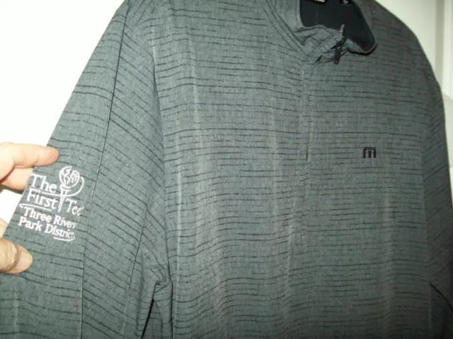 Travis Mathew Men's Size Large Grey Color Logo 1/4 Zip Mock Neck Golf-Tm Logo-Ln 2