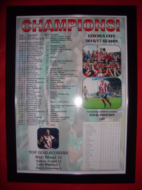 Lincoln City National League champions 2017 - framed print