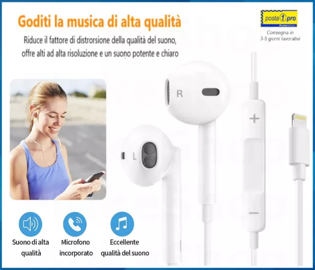 Cuffie Con Filo E Microfono Per Apple Iphone Auricolari Cavo Audio Stereo In-Ear