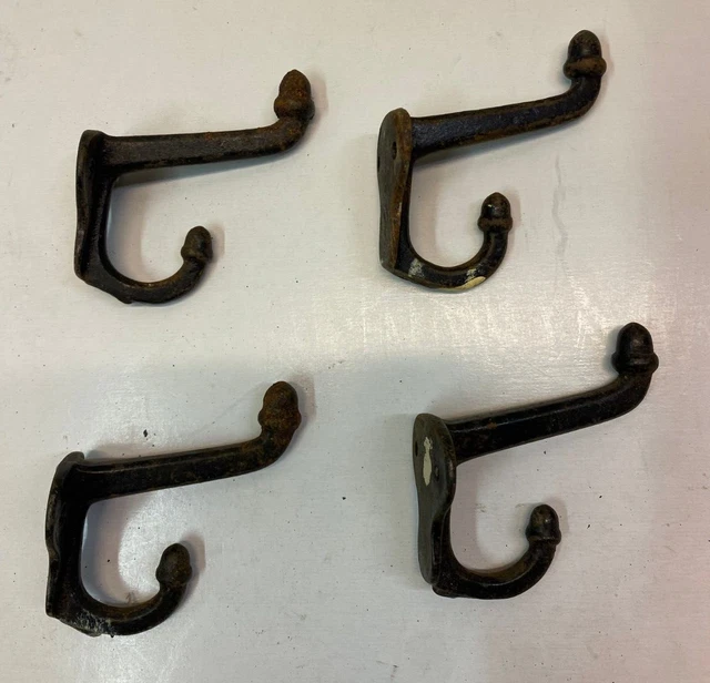 4 Vintage Acorn Tip Federal Style Coat Hat Hook Clothes Robe Hall Tree