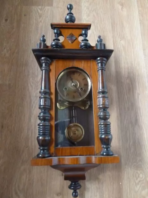 Antique Vienna Wall Clock Ticks Away See Description.