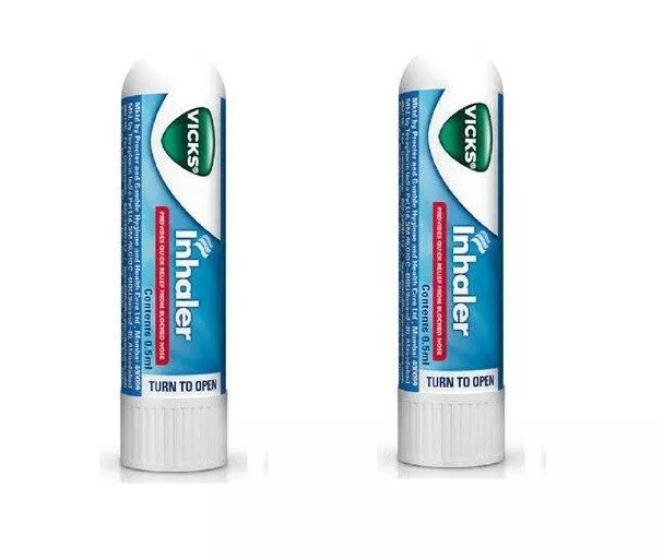 2 X Vicks Inalatore per Congestione Nasale Freddo Naso Chiuso Sinusite Sollievo