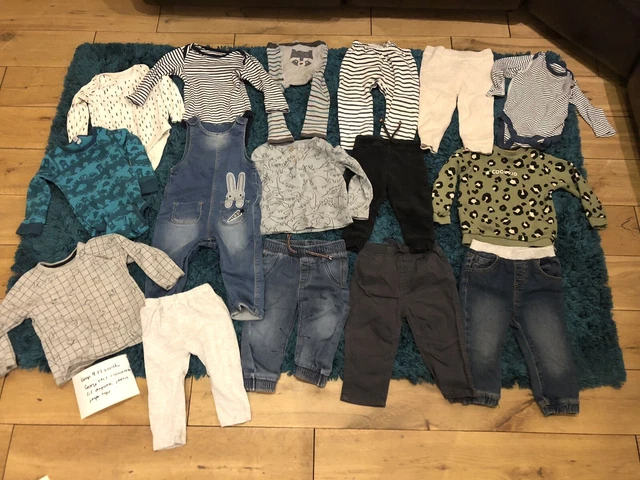 Pacchetto vestiti ragazzi 9-12 mesi M&S maxomorra f&f gommoni jeans maglione top