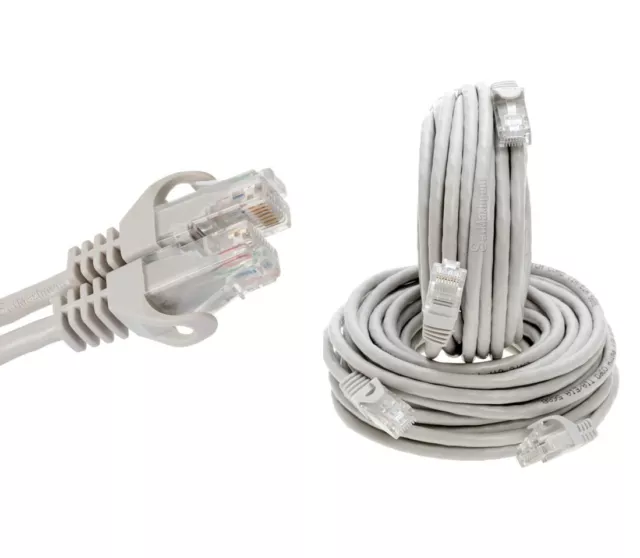 CAT5 Ethernet Patch Cable LAN Network Internet RJ45 Cord Gray 25FT- 200FT LOT