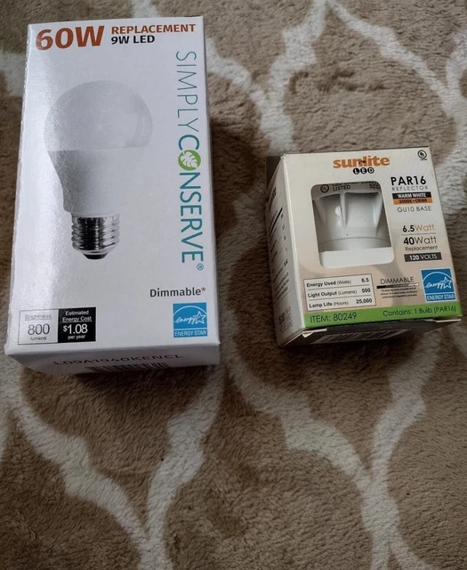 Sunlite PAR16 Reflector 6.5W and Simply Conserve 9W LED dimmable