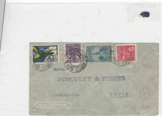 Brazil airmail  stamp cover Ref 9021