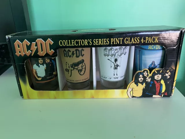 AC/DC Collector's Series Pint Glasses 4-Pack 2009 NEW in box