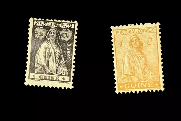 Lot of 2 Portuguese Guinea 1914-1922 Stamps Mint Hinged 1/2c 1c 1933