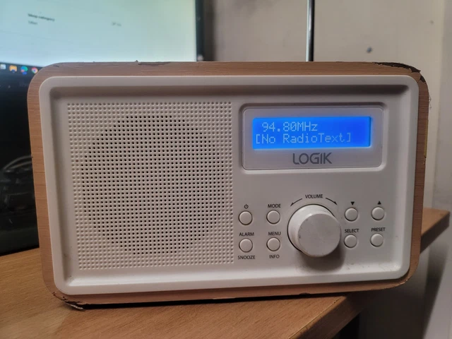 LOGIK LHDR15 PORTABLE DAB FM Clock Radio White & Wood Veneer !! SPARE ...