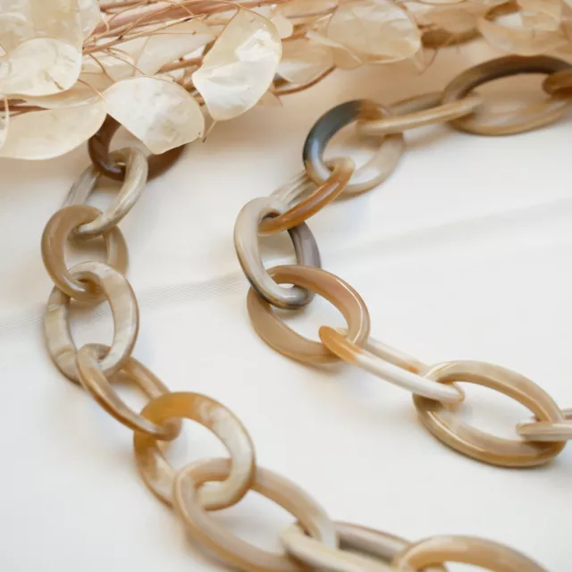Horn Kette Gliederkette weiß Büffelhorn handgemacht Halskette oval Natur handmad