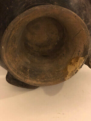 Pre Columbian Ceremonial Mayan Olmec Blackware Rare Bird  8" X 4"  Bowl 9