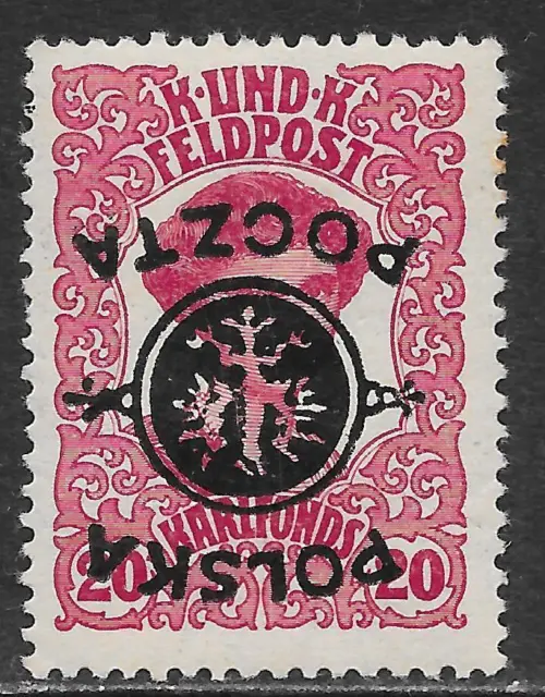 Poland stamps 1918 MI 18 Inverted Ovpt  MLH   VF