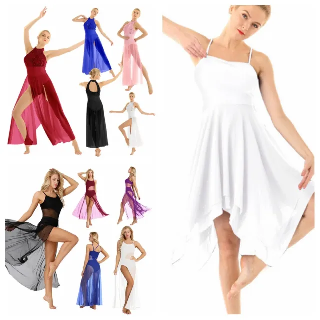 Contemporary Women Girl Lyrical Ballet Dance Dress Chiffon Maxi Dress Dancewear