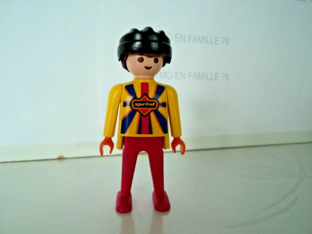 PLAYMOBIL vintage city life coureur cycliste avec casque du set 3710 de 1992
