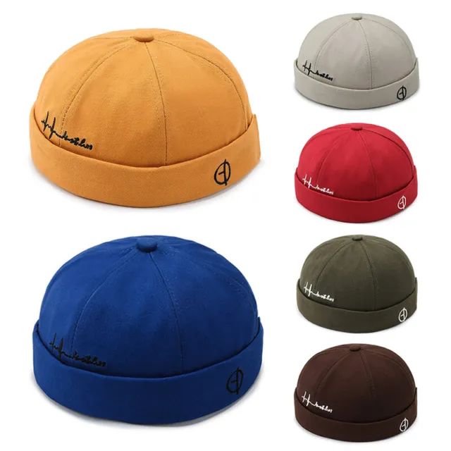 Hombres Brimless Gorro Sólido Calle Portátil Marinero Sombreros Hip Ho <