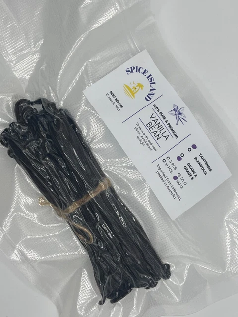 VANILLA BEANS GRADE B , GREAT FOR EXTRACT 100 GR ( EST. 50-60 BEANS) 10+cm