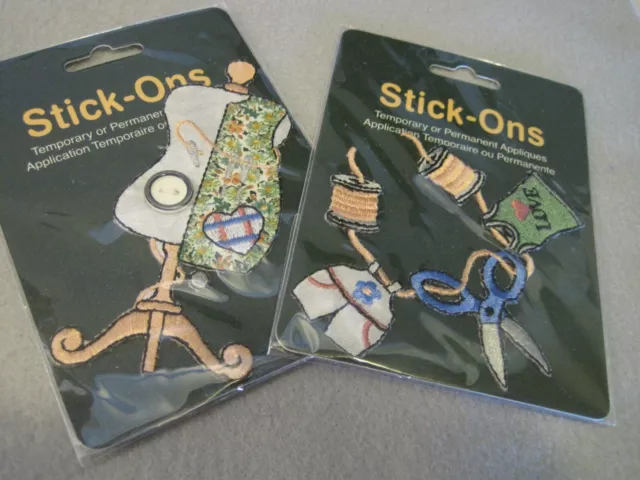 De Colección Stick-ons Forma de Costura/Ropa Línea Temp o Perm Apliques SELLADOS 2 paquetes