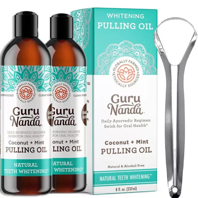 Gurunanda Oil Pulling with Coconut Oil and Peppermint Oil (8 Fl.Oz)237ml~