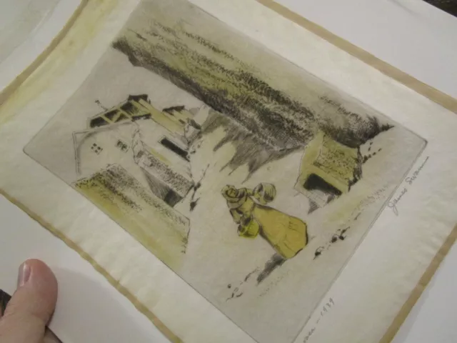 James Swann Cuernavaca 1939 Pencil Signed Colored Print Etching