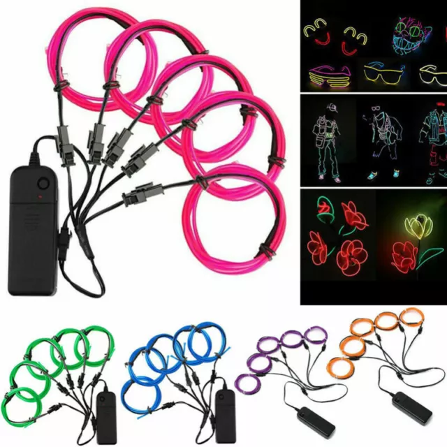 5X1M Flexible Neon LED Light Glow EL Wire String Party Strip Rope Costume Props