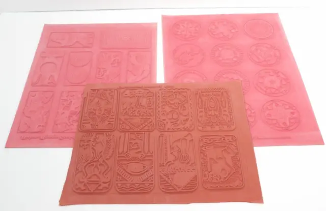 Uncut Rubber Stamp Sheet - Lot of 3 Various Themes, Unmounted, Craft Supplies