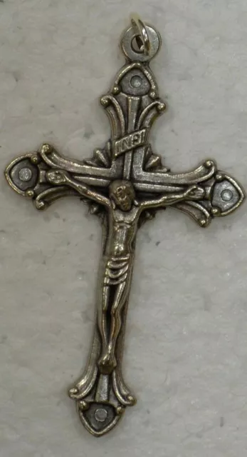 Crucifix, 50mm Metal Cross & Corpus, Silver Tone Pendant, Quality Made in Italy