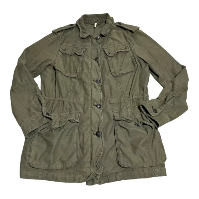 Free People Not Your Brothers Jacket Women’s M Green Military Surplus Style