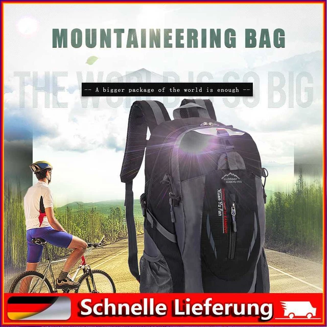 Mochila de escalada casual bolsas de nailon para senderismo fitness camping (negra)