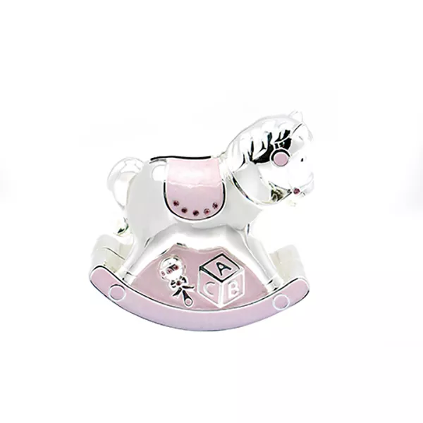 Baby Girl Boy Silverplated Pink/Blue Rocking Horse Moneybox Keepsake Christening