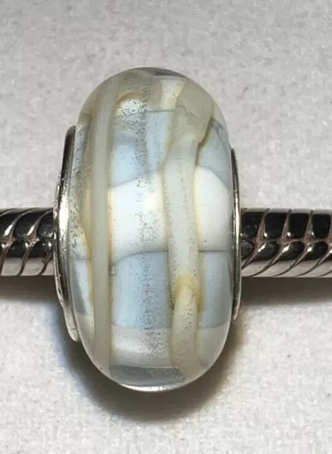 Authentic Chamilia Basket Weave Ob-190 Murano Glass Sterling Silver Charm Bead