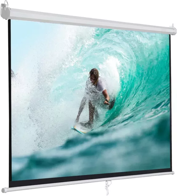 Projector Screen 100'' 16:9 HD Manual Pull Down Projection Screen for Home Use