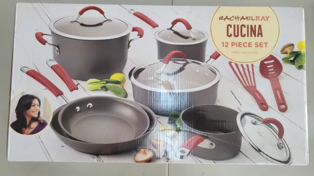 Rachael Ray Cucina Hard-Anodized Aluminum Nonstick 12-Piece Cookware Set