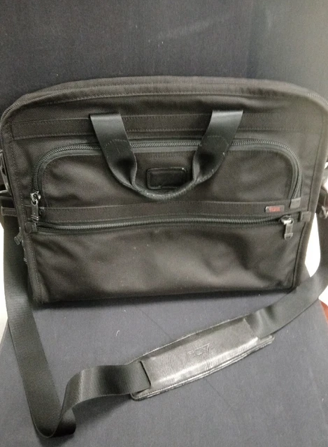 Tumi Alpha Slim Laptop Shoulder Bag 26111DH Leather Nylon Canvas Briefcase Black