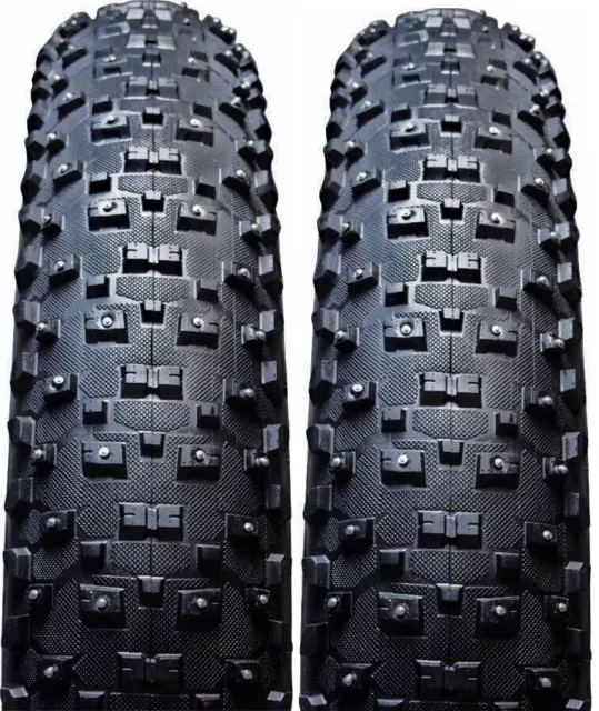 Two (2) Pack VEE Studded SnowShoe XL 26" x 4.8" Folding Fat Bike Tires