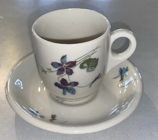 CB&Q Burlington Railroad Dining car demitasse cup & saucer Violets & Daisies
