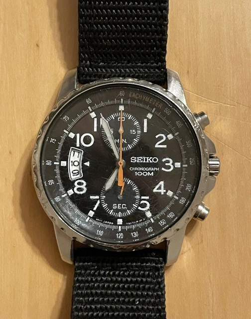 SEIKO CHRONOGRAPH (7T94-0AH0) black dial and strap £ - PicClick UK