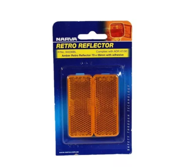 Narva 84036 - AMBER Reflector 70mm x 28mm Self Adhesive