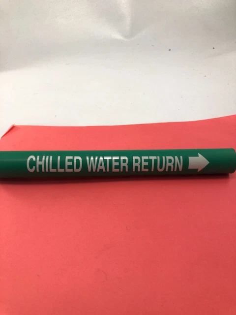 (13-pk) SETMARK 32892 SZ-10  PIPE MARKER "Chilled WATER Return" White on Green