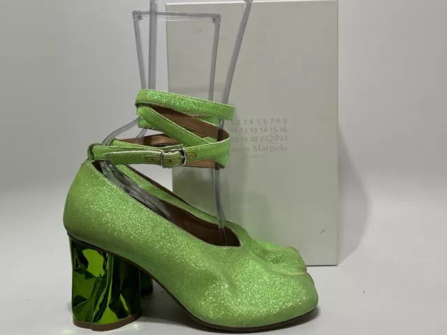 Maison Margiela Green Glitter Tabi Heels 37