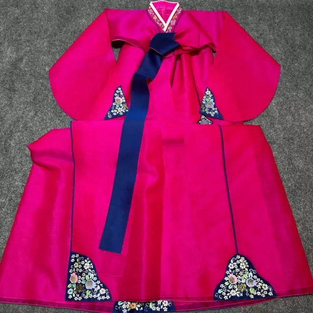 Korean Hanbok Dress Womens Medium Pink Traditional Ceremony Floral