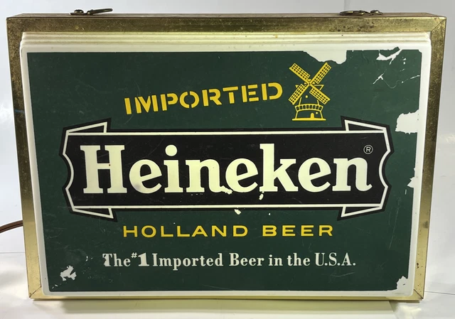 HEINEKEN BEER Sign Light Up Vintage 12” Tall 10” Wide Works